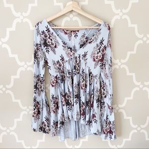 NWT Free People Speak Easy Blue Floral Tunic